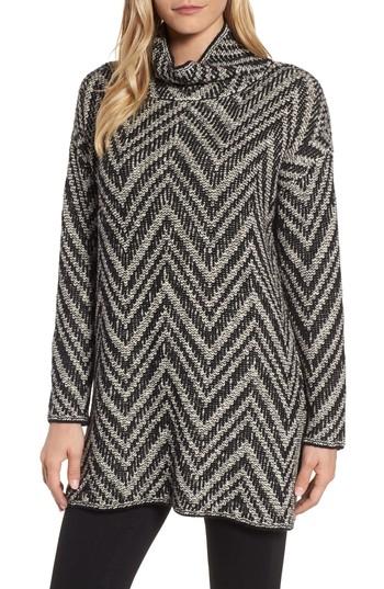 Women's Eileen Fisher Zigzag Organic Cotton & Alpaca Tunic Sweater - White