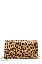 Nordstrom Genuine Calf Hair Leopard Print Clutch - Black