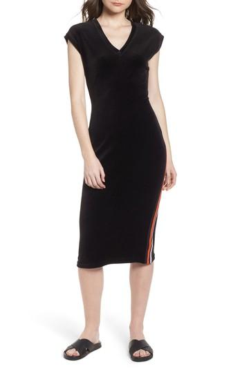Women's Juicy Couture Fitted Stretch Velour Midi Dress - Black