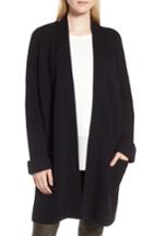 Women's Nordstrom Signature Cashmere Ribbed Open Cardigan - Black