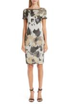 Women's St. John Collection Gold Leaf Jacquard Knit Dress - Metallic