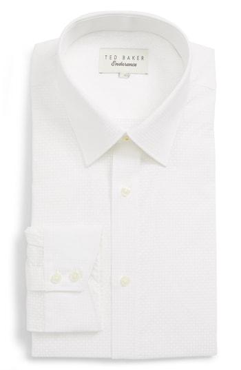 Men's Ted Baker London Mixx Trim Fit Check Dress Shirt .5 - 32/33 - White