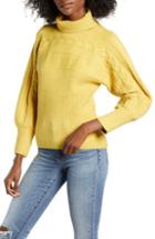 Women's J.o.a. Bishop Sleeve Turtleneck Sweater - Yellow