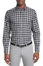 Men's Canali Plaid Sport Shirt, Size - Grey