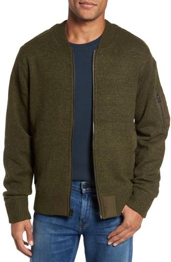 Men's Schott Nyc Ma-1 Sweater Jacket - Green
