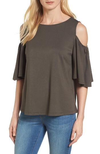 Women's Halogen Knit Cold Shoulder Top - Green