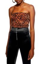 Women's Topshop Zebra Glitter Bandeau Top Us (fits Like 0) - Metallic