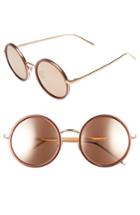 Women's Linda Farrow 52mm Round 18 Karat Rose Gold Trim Sunglasses - Copper Aluminum/ Rose Gold