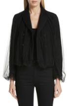 Women's Noir Kei Ninomiya Tulle Overlay Wool Jacket - Black