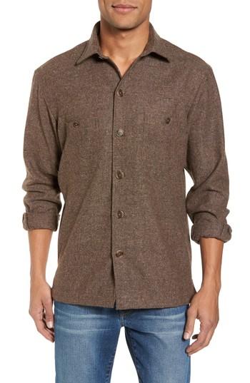 Men's New England Shirt Co. Slim Fit Wool Sport Shirt - Brown