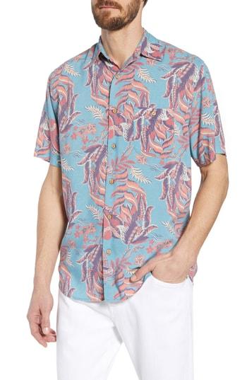 Men's Faherty Hawaiian Print Sport Shirt - Blue/green