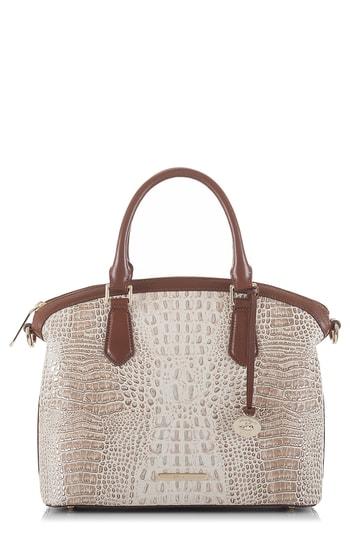 Brahmin Duxbury Croc Embossed Leather Satchel - Beige