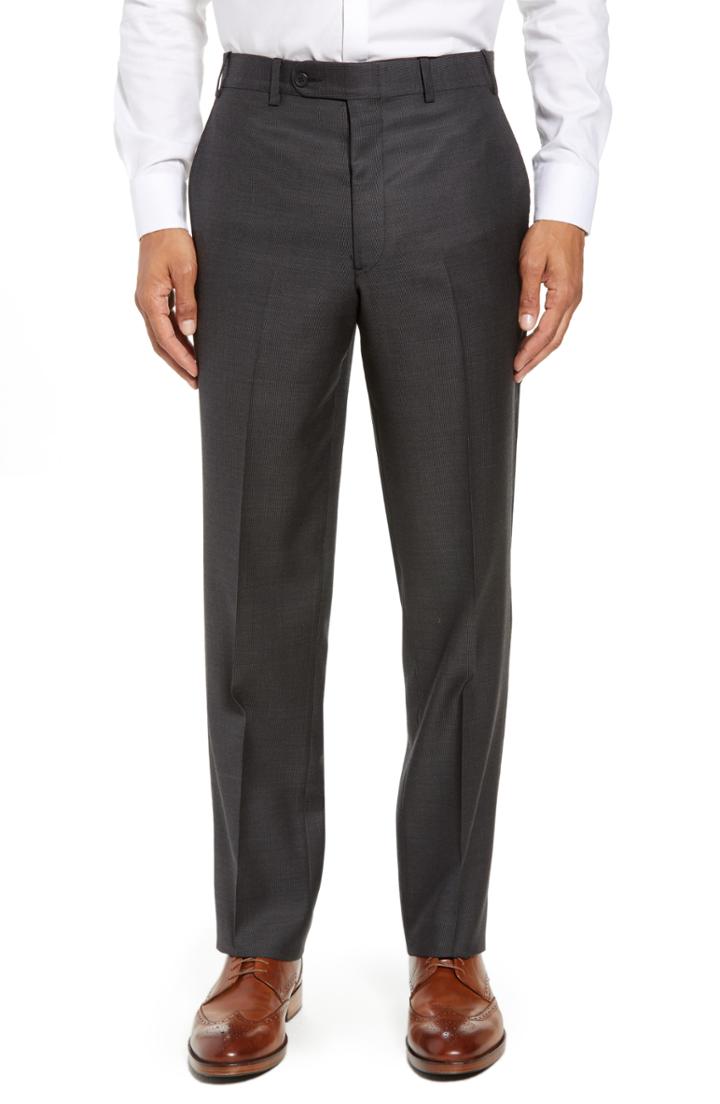 Men's John W. Nordstrom Torino Traditional Fit Flat Front Solid Wool Trousers