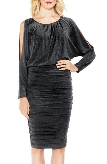 Women's Vince Camuto Cold Shoulder Ruched Dress - Grey