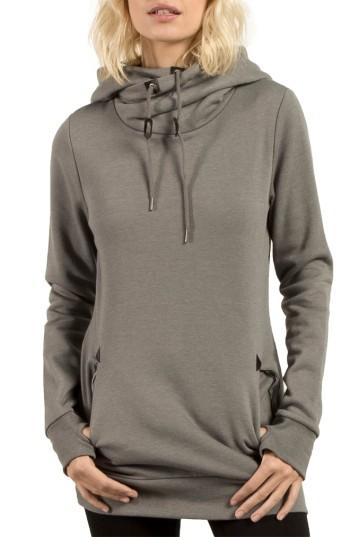 Women's Volcom Walk On By Funnel Neck Hoodie - Grey