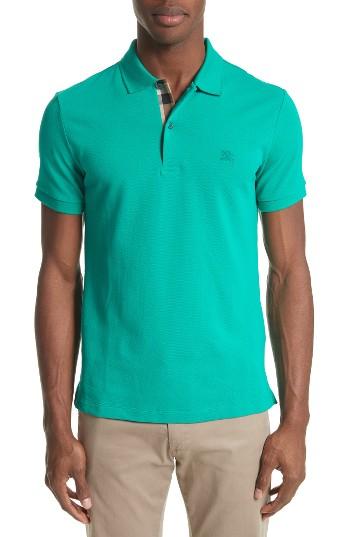 Men's Burberry Pique Polo - Blue/green