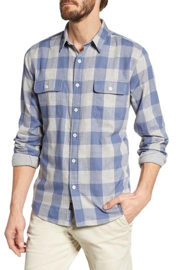 Men's Faherty Belmar Check Double Cloth Shirt - Grey