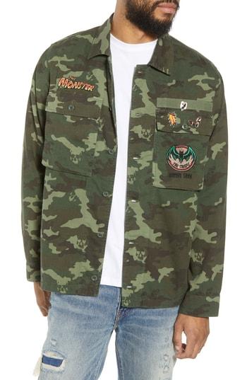 Men's The Kooples Denim Camo Shirt Jacket - Green