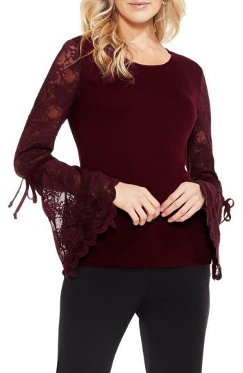 Women's Vince Camuto Lace Bell Sleeve Top - Red