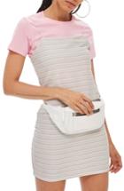 Women's Topshop Glitter Stripe Minidress Us (fits Like 0) - Grey