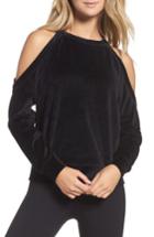 Women's Zella Cara Velour Cold Shoulder Top, Size - Black