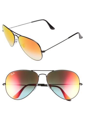 Women's Ray-ban Large Icons 62mm Aviator Sunglasses - Black/ Red