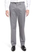 Men's Nordstrom Men's Shop Smartcare(tm) Classic Supima Cotton Flat Front Trousers X 30 - Grey (online Only)