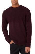 Men's Topman Textured Crewneck Sweater - Burgundy
