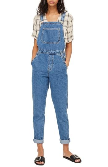 Women's Topshop Moto Slim Overalls Us (fits Like 6-8) - Blue