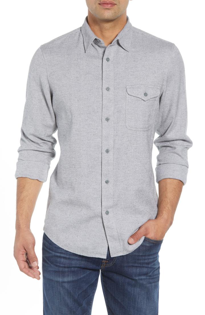 Men's Nordstrom Men's Shop Lumber Regular Fit Flannel Shirt - Grey