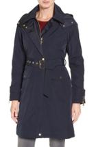 Women's Vince Camuto Hooded Trench Coat - Blue