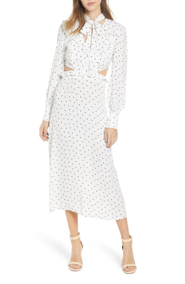 Women's Afrm Slear Ruffle Detail Dress - White