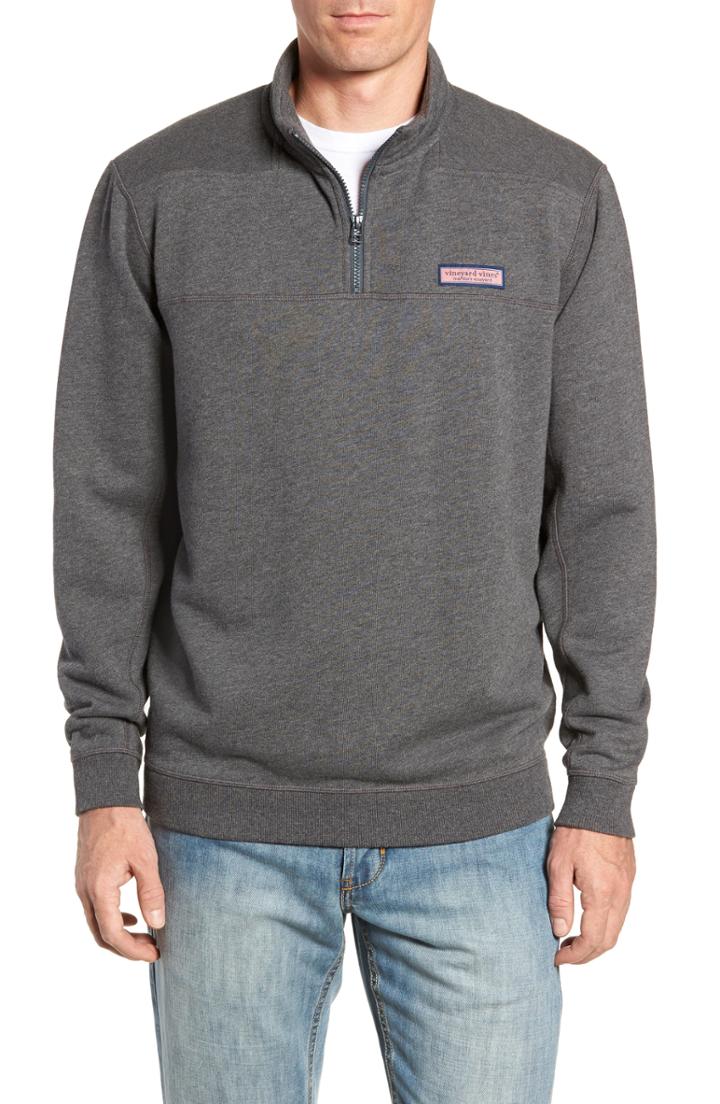 Men's Vineyard Vines Quarter Zip Fleece Pullover - Grey