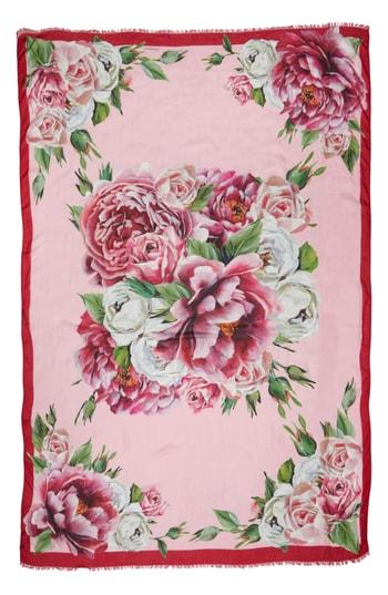 Women's Dolce & Gabbana Rose Print Silk Scarf