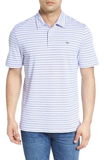 Men's Vineyard Vines Stripe Polo, Size - Purple