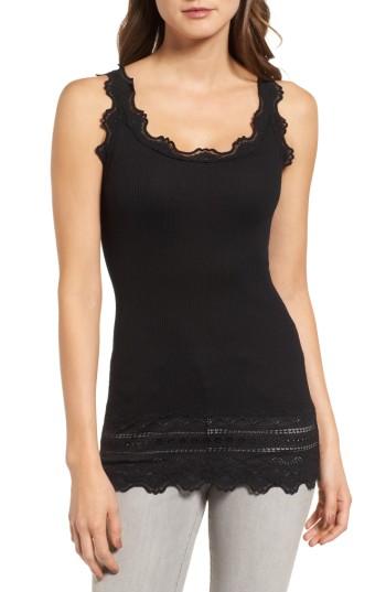 Women's Rosemunde Silk & Cotton Rib Knit Tank - Black