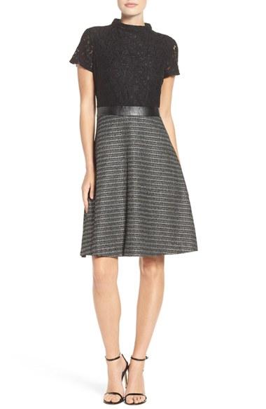 Petite Women's Ellen Tracy Fit & Flare Dress P - Black