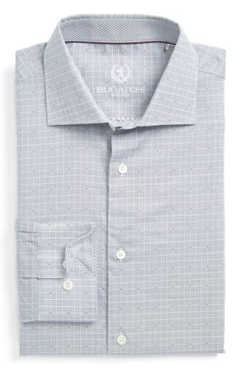 Men's Bugatchi Trim Fit Check Dress Shirt - - Blue