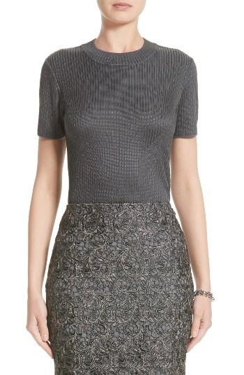 Women's St. John Collection Matte Shine Knit Top, Size - Grey