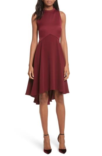 Women's Ted Baker London Mock Neck Fit & Flare Dress - Burgundy