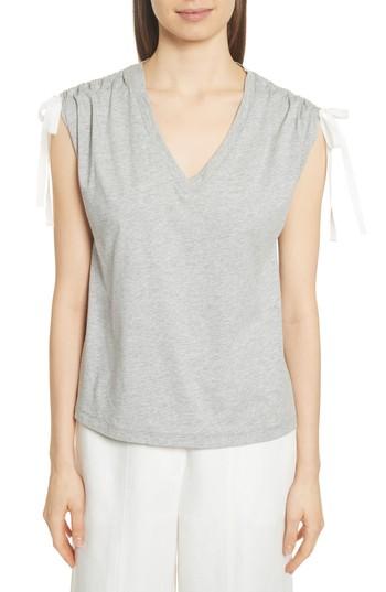 Women's Robert Rodriguez Ruched Shoulder Tee - Grey