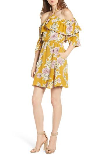 Women's Cupcakes And Cashmere Fonda Cold Shoulder Halter Dress - Metallic