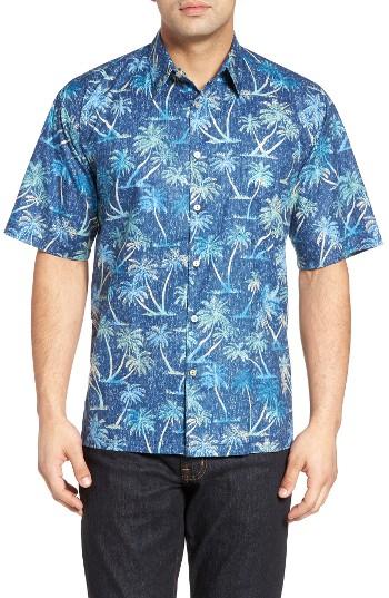 Men's Tori Richard Palm Breeze Regular Fit Print Camp Shirt - Blue