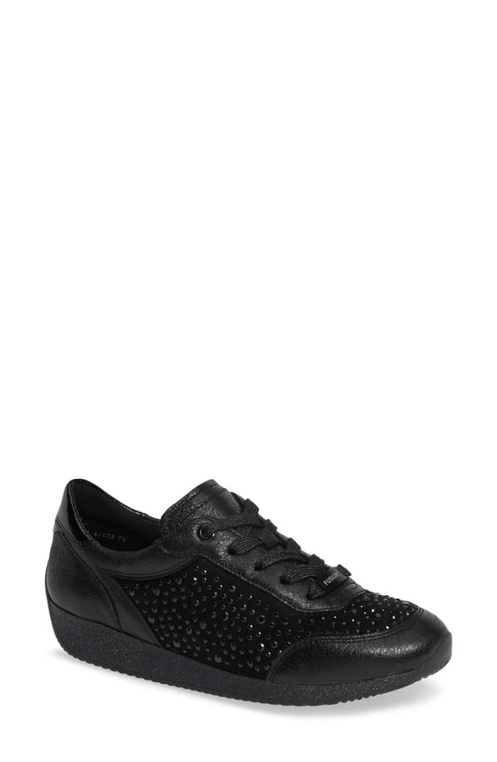 Women's Ara Layla Crystal Embellished Sneaker .5 M - Black