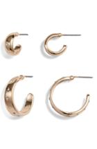 Women's Something Navy Set Of 2 Pave Hoop Earrings (nordstrom Exclusive)