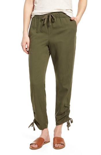 Women's Caslon Side Ruched Crop Pants - Green