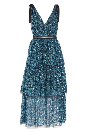 Women's Self-portrait Tiered Sequined Midi Dress