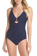 Women's Heidi Klein D-g Rectangle Underwire One-piece Swimsuit - Blue
