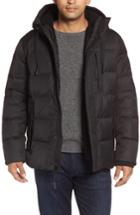 Men's Andrew Marc Groton Slim Down Jacket With Faux Shearling Lining, Size - Black