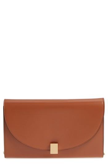 Victoria Beckham Half Moon Calfskin Leather Clutch - Brown